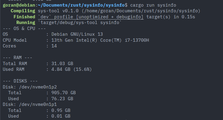 Rust sysinfo